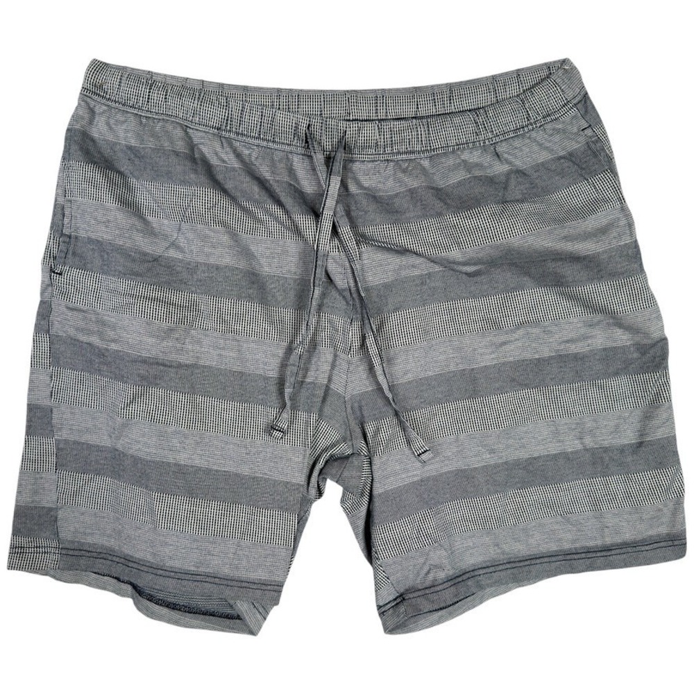 Caribbean Men's Drawstring Shorts Gray Striped 100% Cotton Size XL